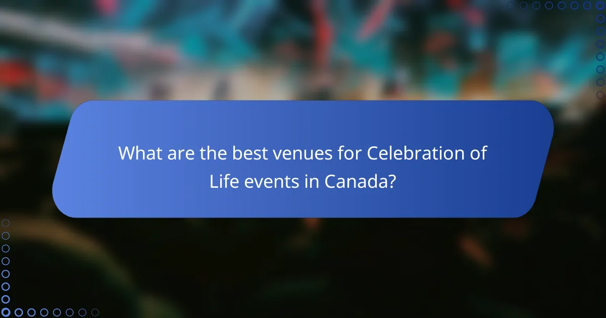 What are the best venues for Celebration of Life events in Canada?