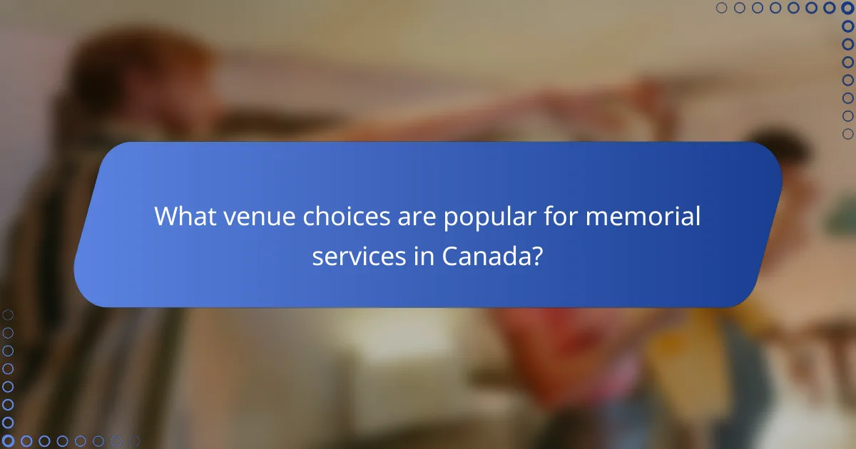 What venue choices are popular for memorial services in Canada?